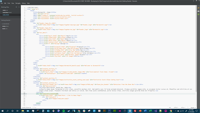 Editing Code in Brackets